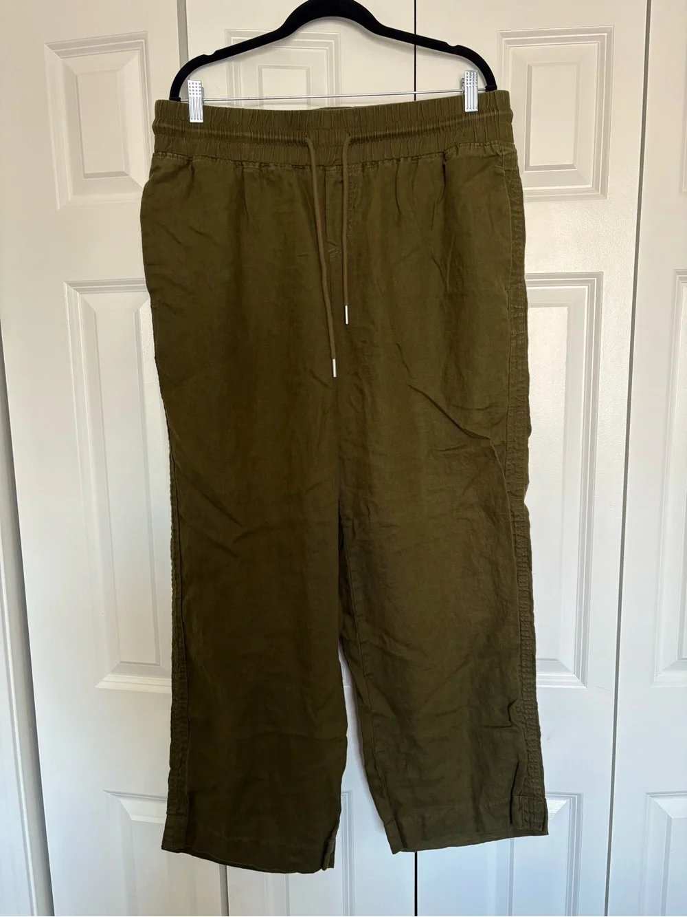 Quince 100% European Linen Wide Leg Pants in Bayberry Olive - Size XL